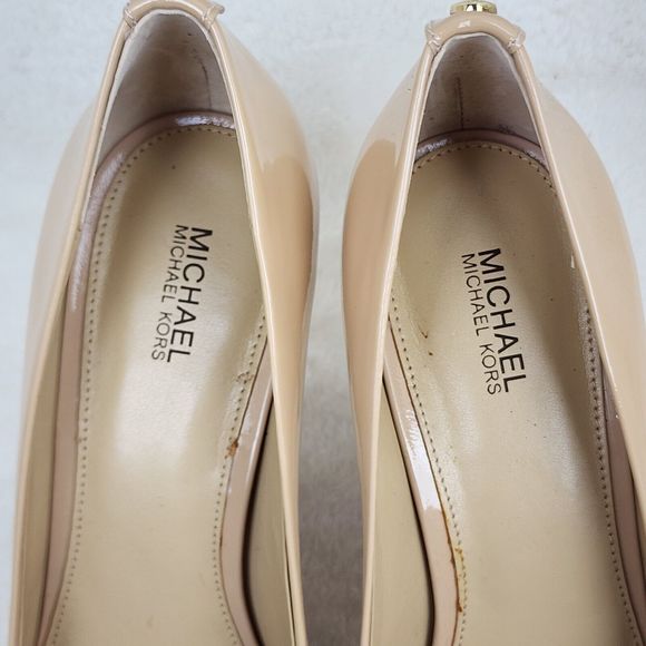 Michael Kors Flex Patent Leather Pointed Toe Mid Stiletto Light Blush Pumps 9 - Picture 6 of 10